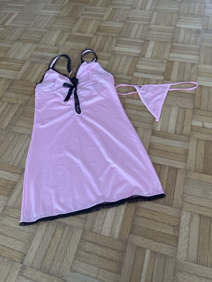 Altra biancheria intima: Nachthemd Set rosa mit schwarzer Spitze – Nuovo (secondo la descrizione) da Grüningen venduto da liliane.tebane 1