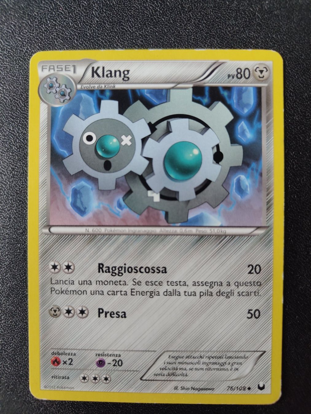 Pokémon Sammelbilder & Trading cards: Klang 76/108 Pokémon Dark Explorers 2012 (IT) ab 1.- – Gebraucht aus Mezzovico von finsteraar