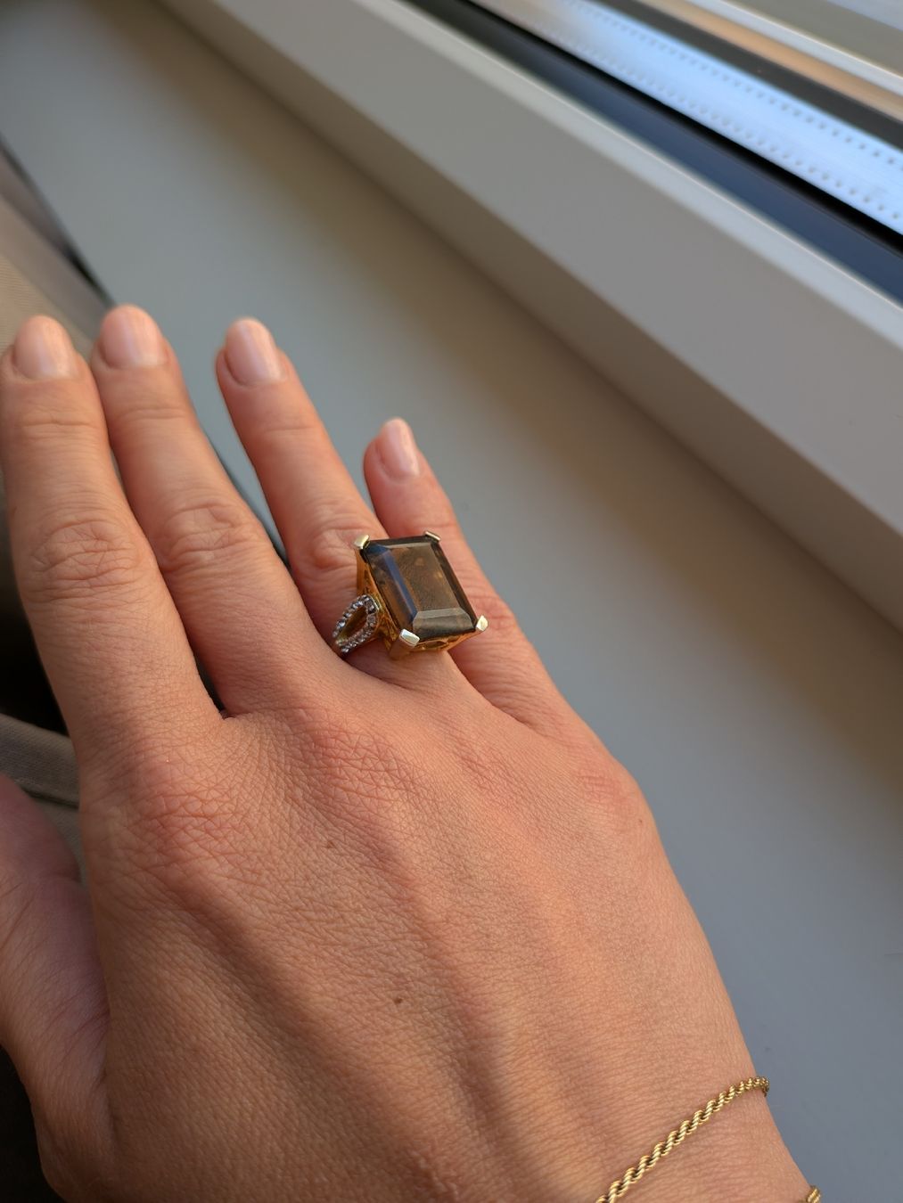 Anelli: Silver gold plated ring with quartz - size 52 – Usato da Lachen SZ venduto da joa_rf9n 1