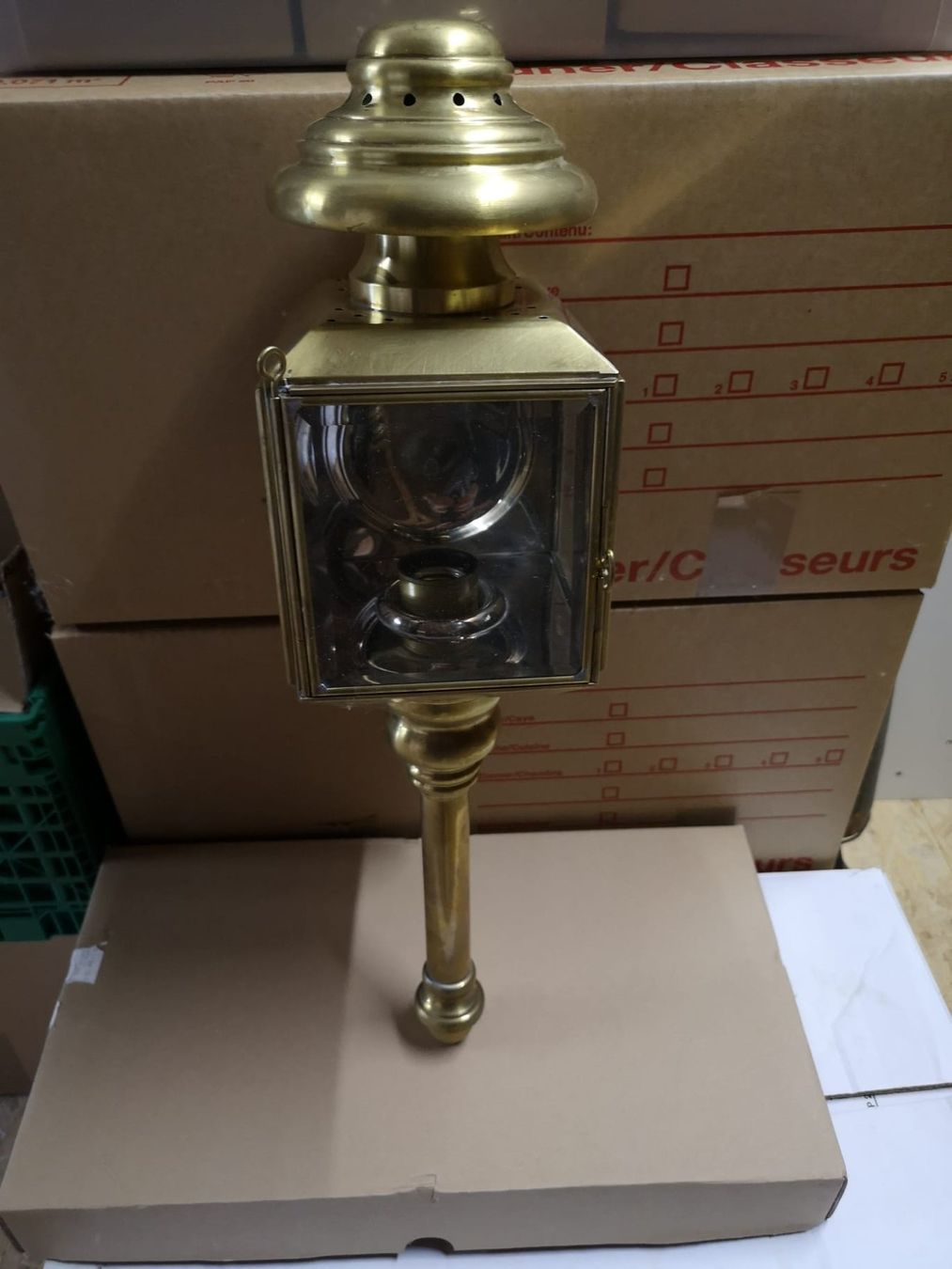 Lampade: Antike Kutschenlampe aus Messing – Usato da Kreuzlingen venduto da etz_6ctp