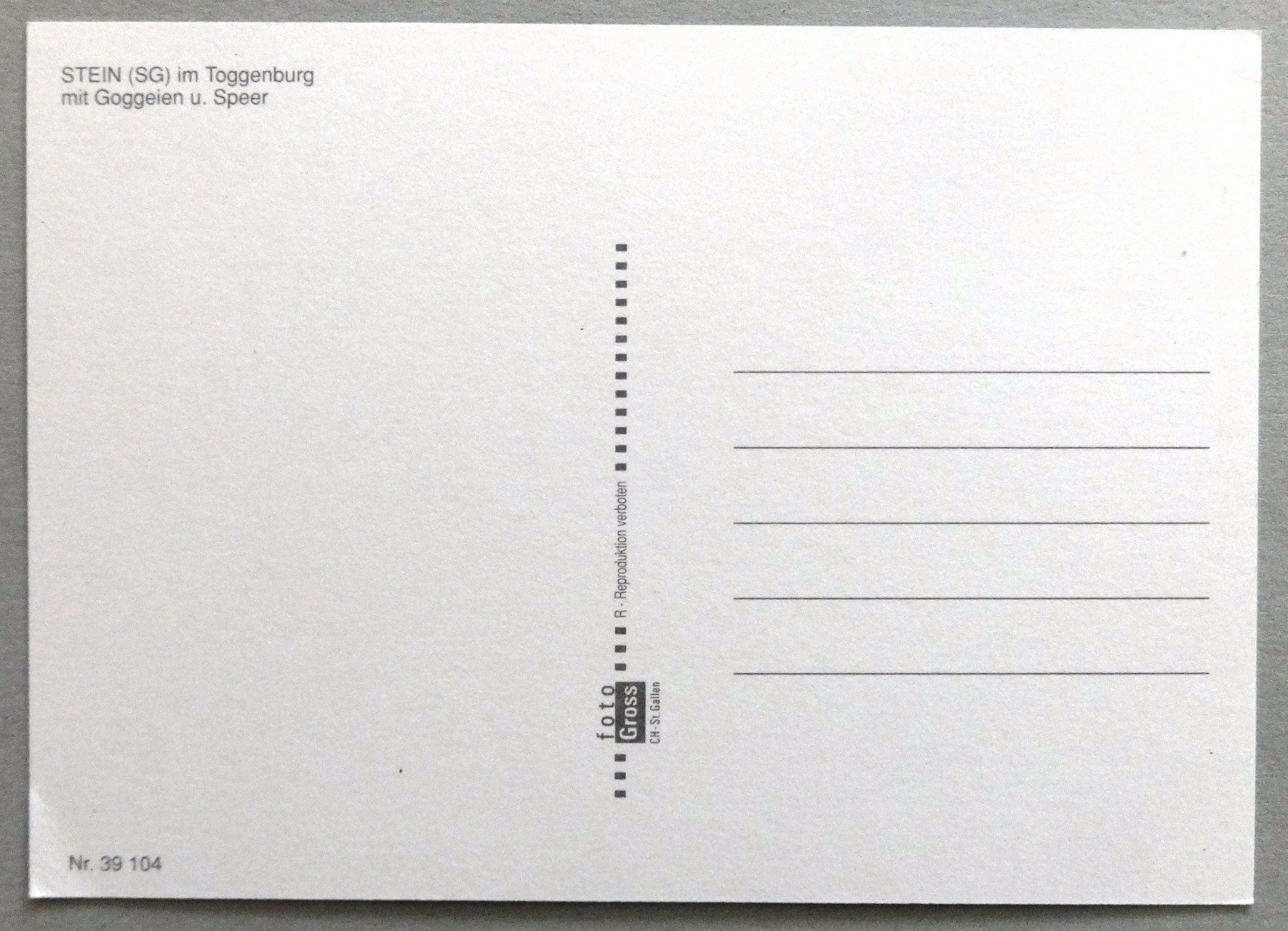 Cartoline postali: Stein (SG) mit Goggelen u. Speer – Usato da Fétigny venduto da Billy2miny 1