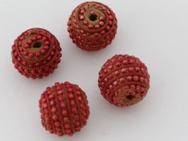 4 x rote Bastelperlen 2cm, Schmuckzubehör