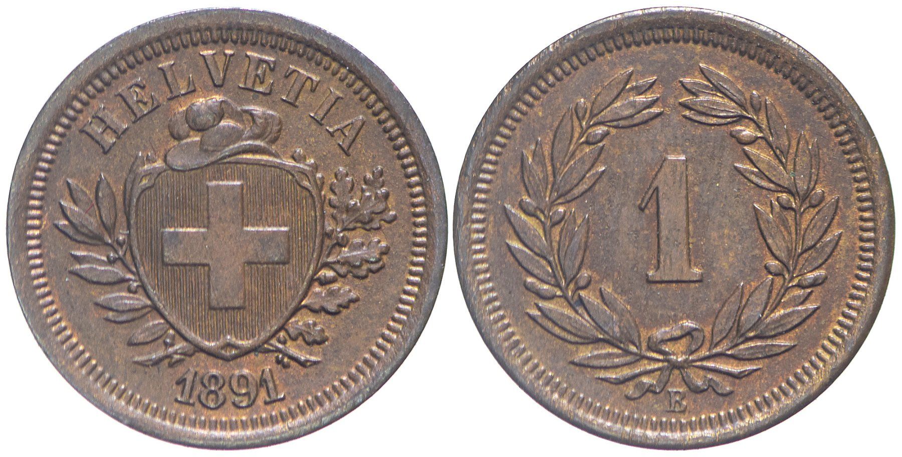 Tutti le monete: 1 Rappen 1891 sc (05) – Usato da Chiasso venduto da Novamarketing