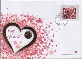 2019, Numisbrief/Münzbrief "Viel Glück" mit 1 Räppler.