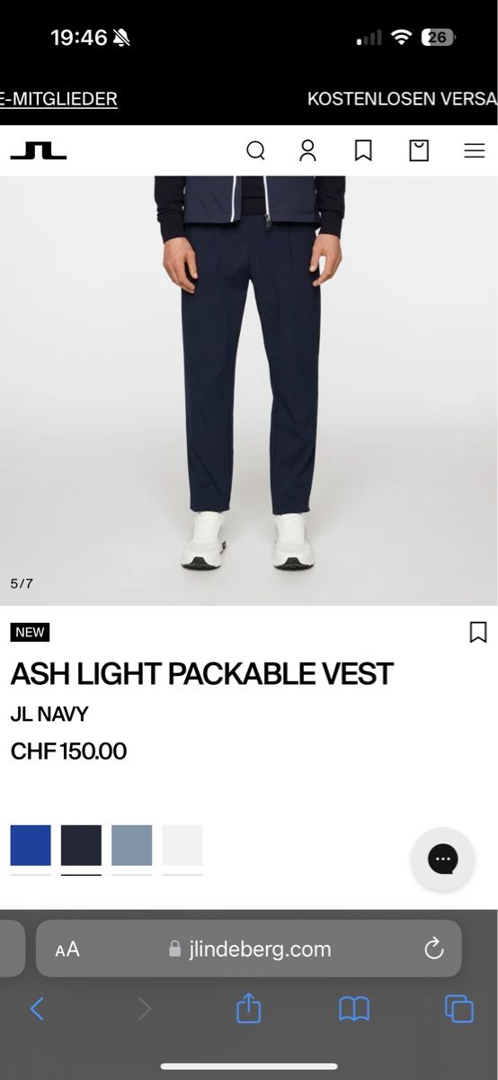 Lindeberg Giacche: J.LINDEBERG Ash Light Packable Vest Navy - Orginalpreis 150. – Nuovo e nell'imballaggio originale da Zürich venduto da luxuryoutlet1 8