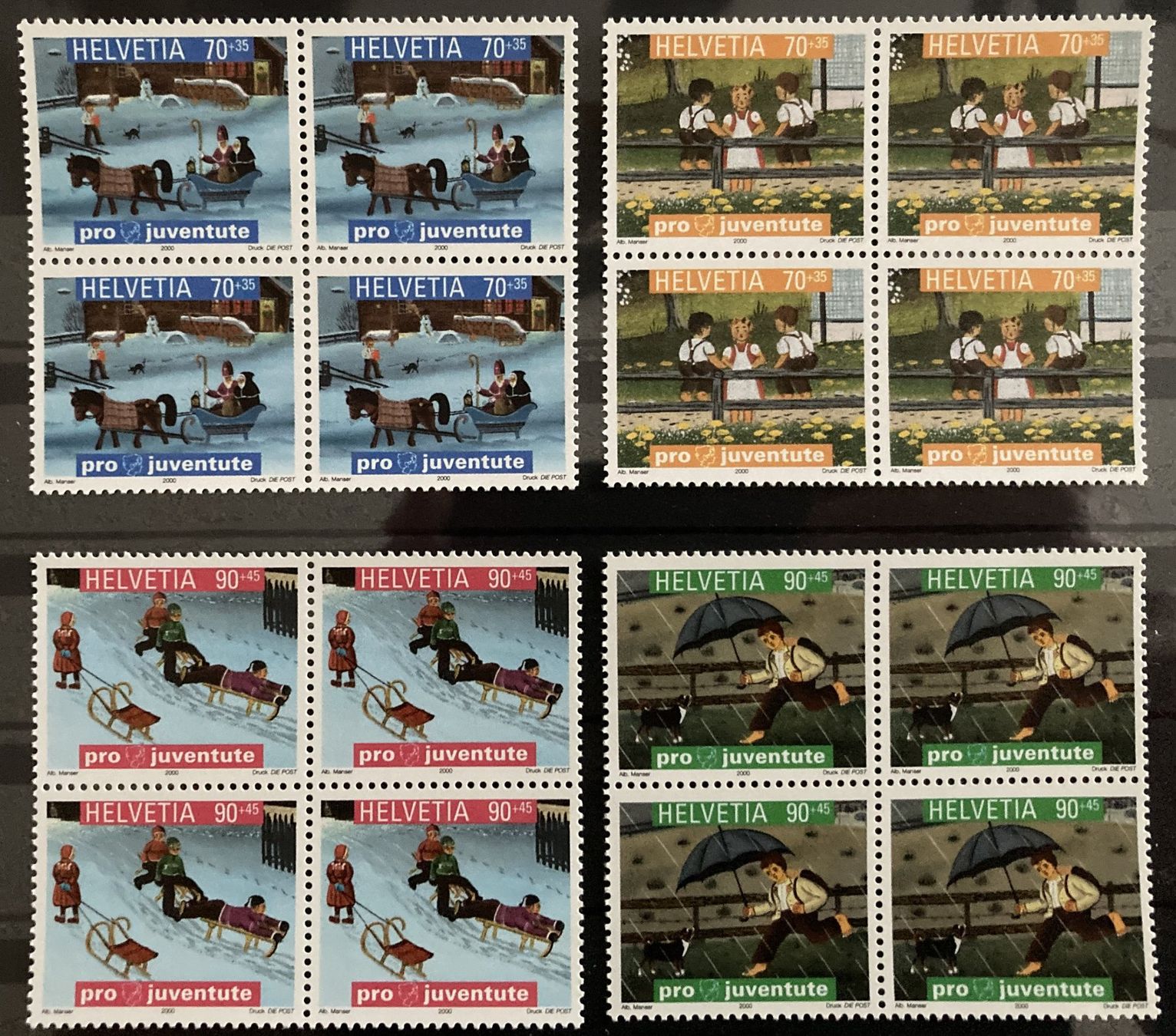 Tutti i francobolli: 2000, PJ Viererblock Serie postfrisch (**), unter Postpreis – Nuovo (secondo la descrizione) da Flawil venduto da Furti