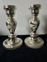 2 „Bauern-Silber“ Kerzenständer, verspiegelt, Vintage 
