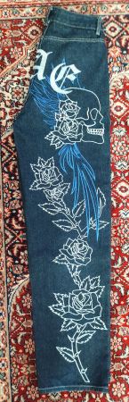 Vintage Jeans Totenkopf Rose crâne et rose  teschio e rosa