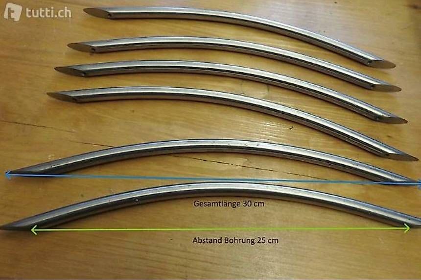Eisenwaren: 6 Möbelgriffe EDELSTAHL rostfrei 30 cm – Gebraucht aus Buttwil von Mafu71