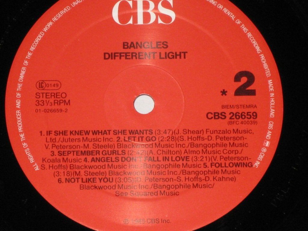 Schallplatten: LP - BANGLES - DIFFERENT LIGHT – Gebraucht aus Steckborn von Quo7 2