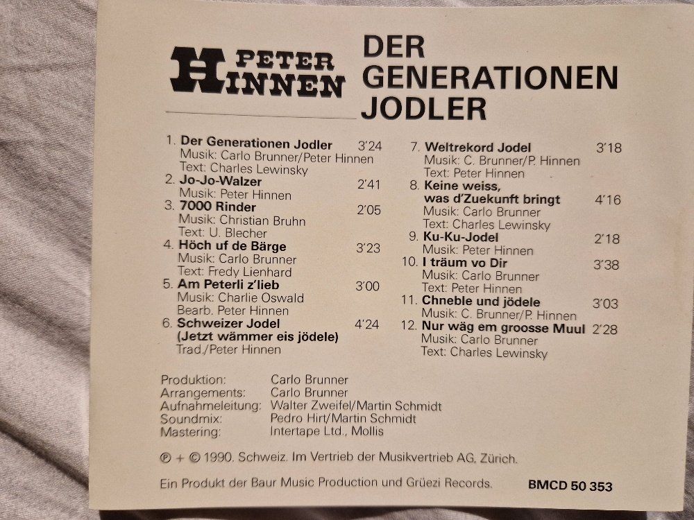 CDs: Peter Hinnen: Der Generationen Jodler – Gebraucht aus Brittnau von Zibu 1