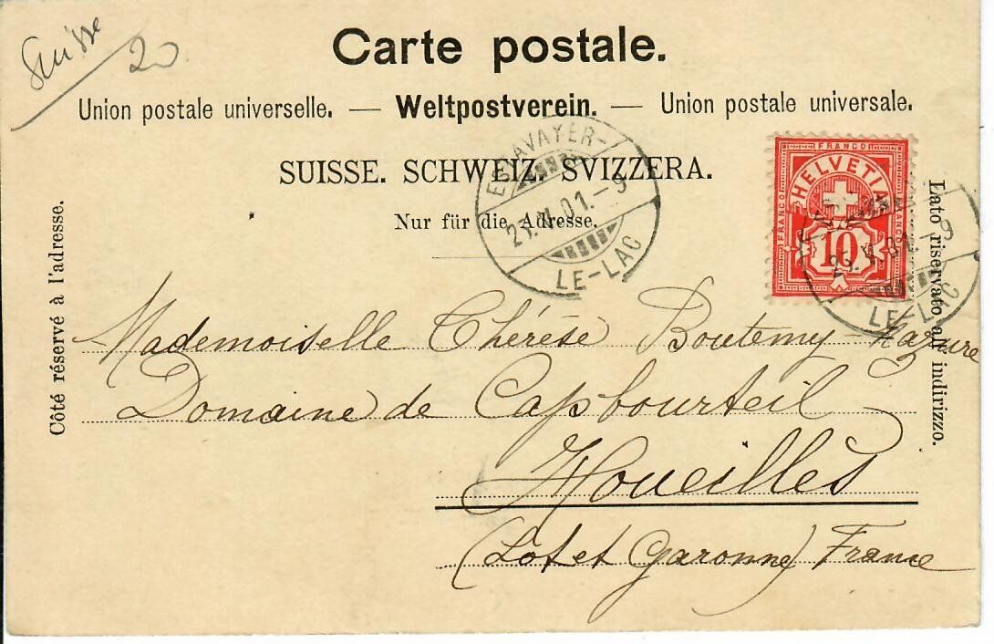 Cartoline postali: Neuchâtel  1901 – Usato da Hochdorf venduto da Ziegel-16 1
