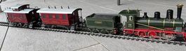 Märklin Dampflok mit Tender und 2 Wagen Spur I  Metall