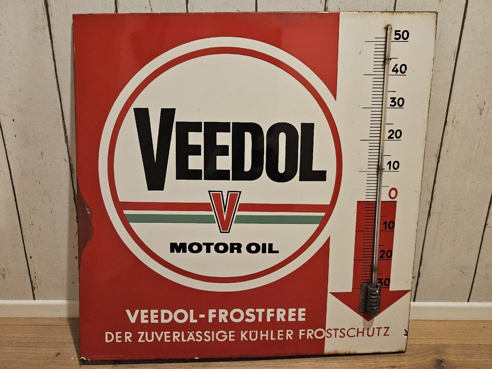 Schilder: original Veedol Emaille Thermometer!!! – Gebraucht aus Ossingen von