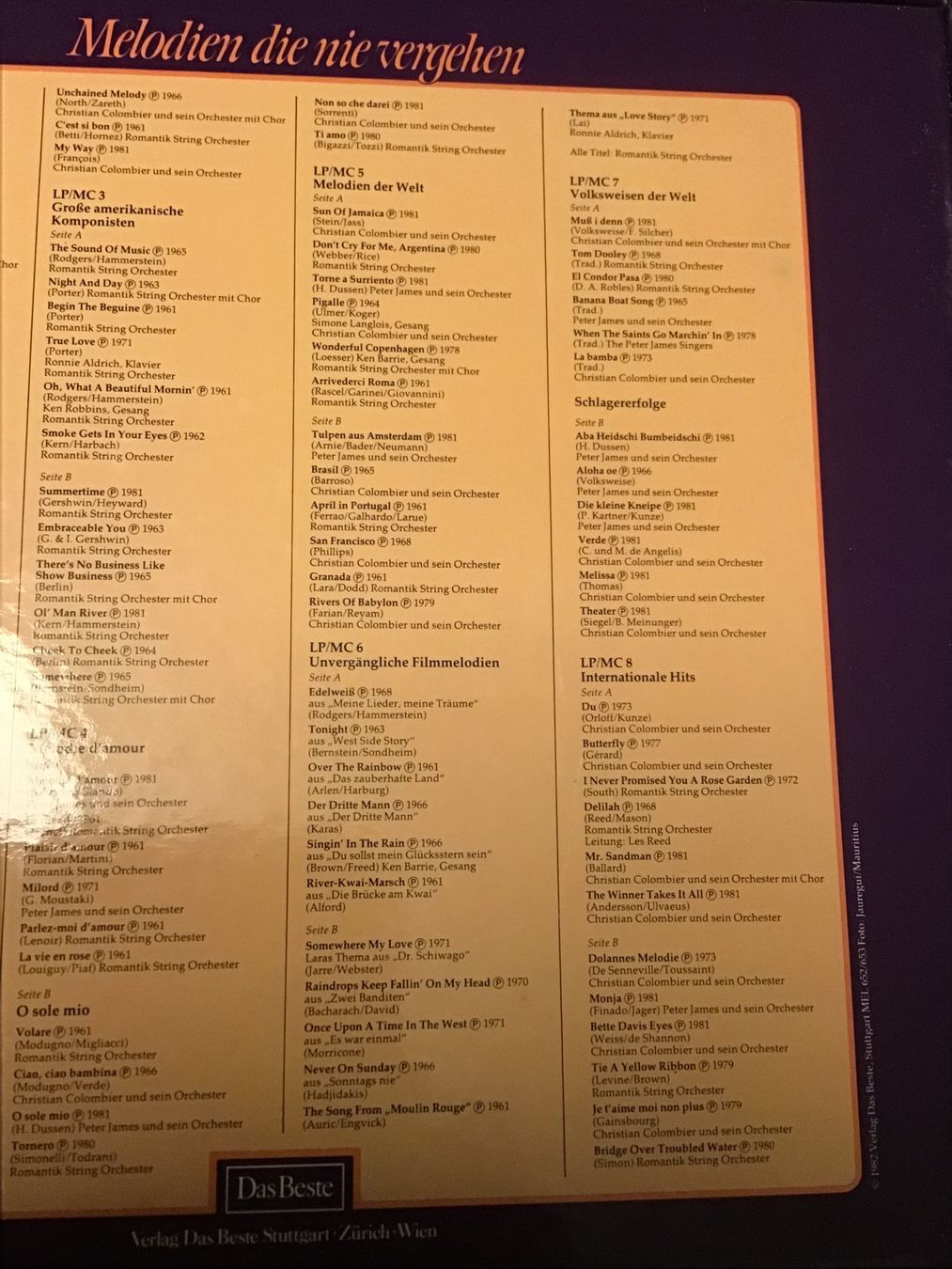 Dischi in vinile: Plattensammlung Evergreens/ Das Beste / 1982 – Usato da Horw venduto da adler65 3