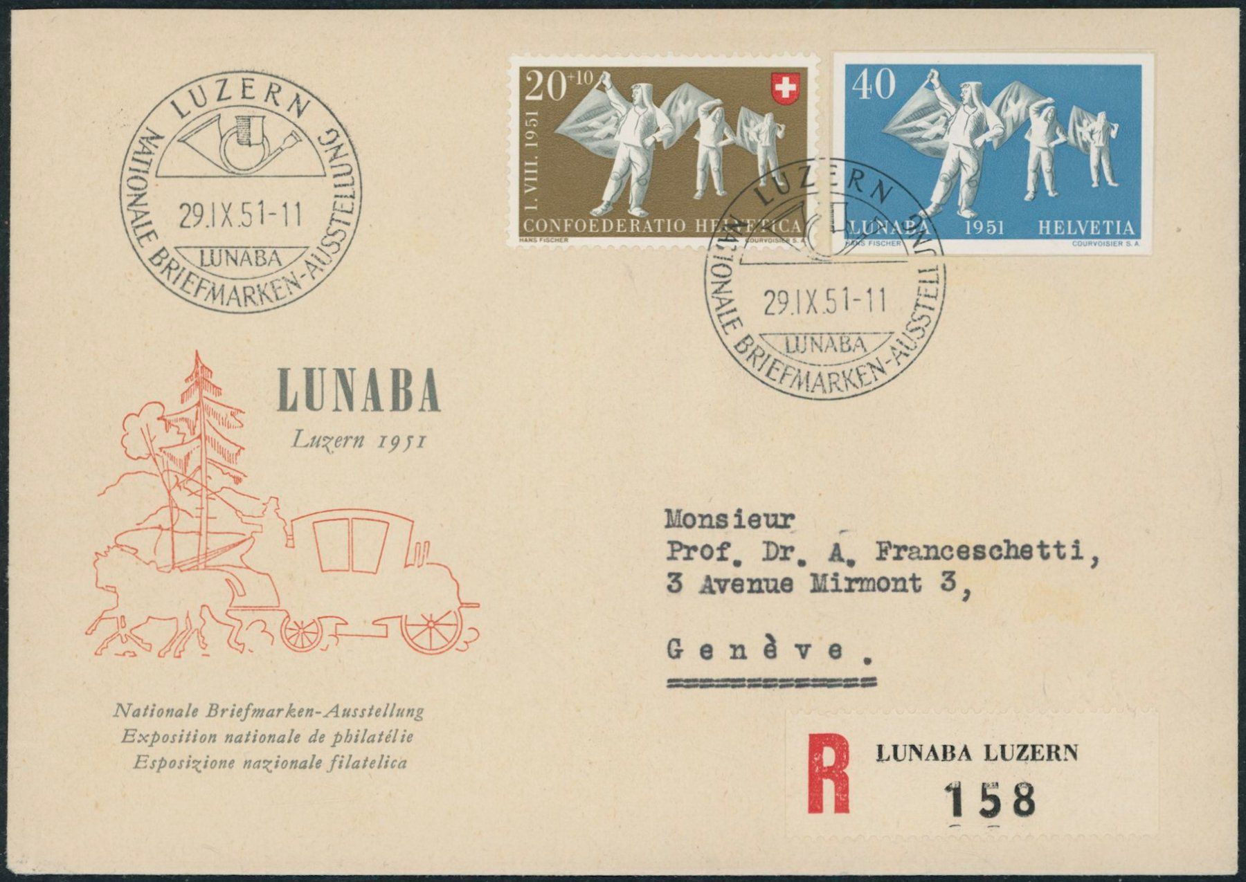 Tutti i francobolli: 1951 - Lunaba - Blockausschnitte - ET - Combo-FDC – Usato da Schindellegi venduto da leecollect