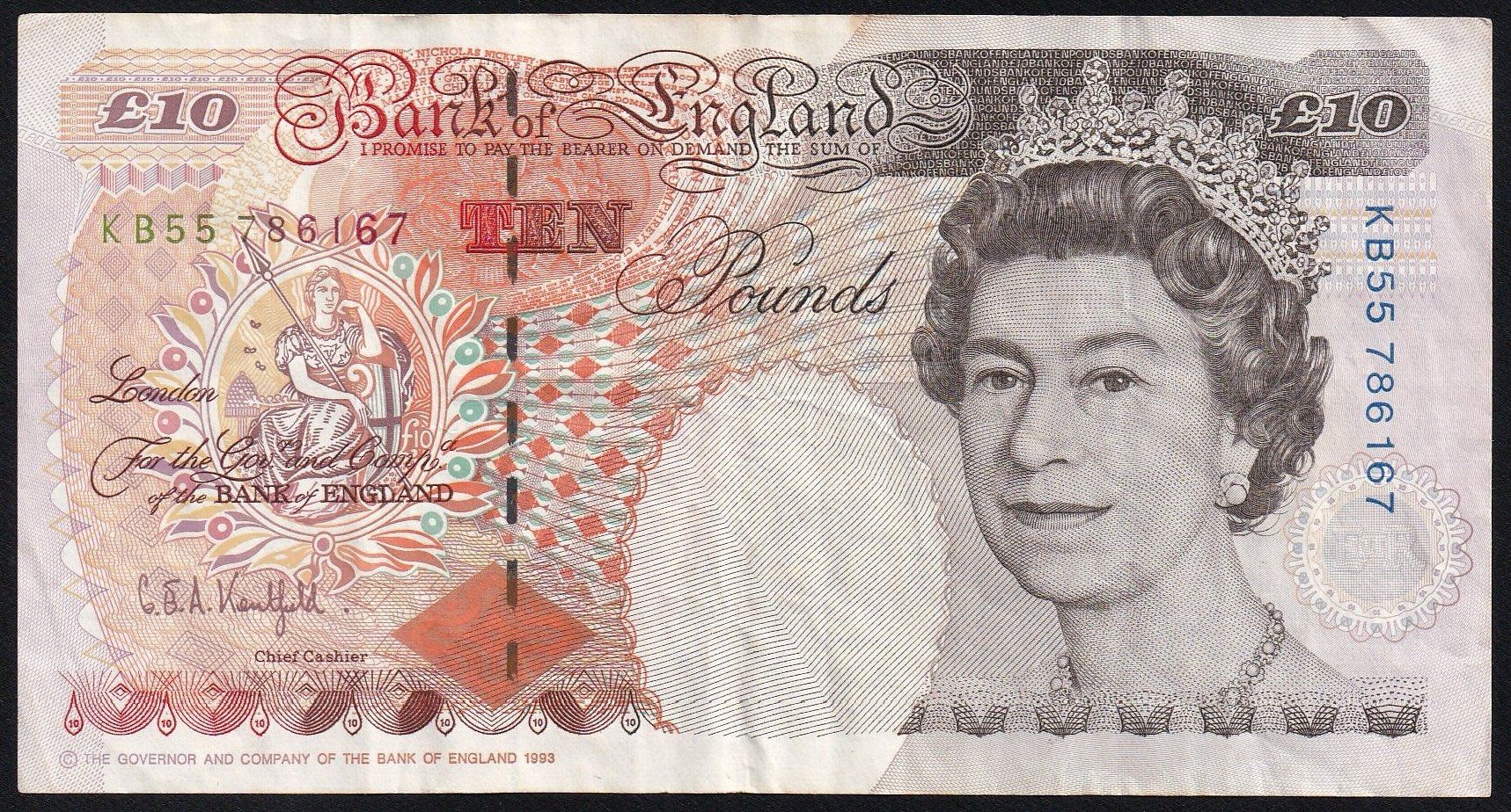 Banconote: England 10 Pounds 1993 – Usato da Brugg AG venduto da banknoten_muesli