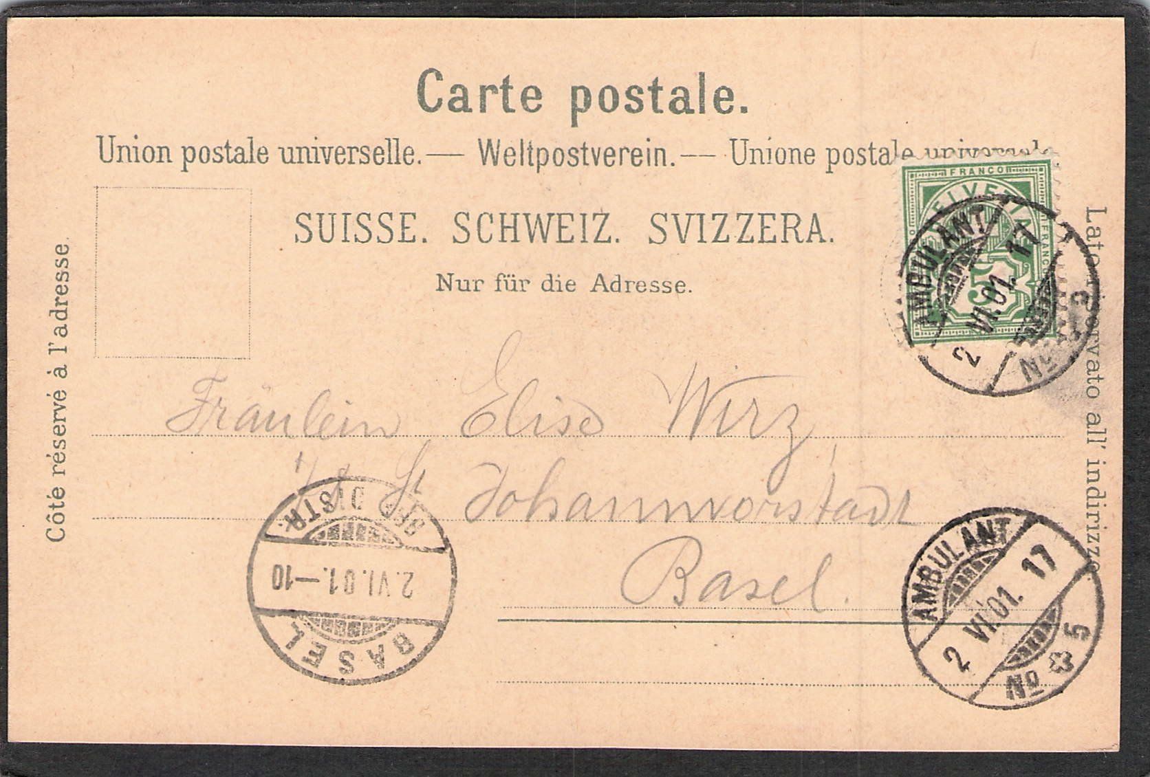 Cartoline postali: ^Solothurn Einsiedelei , gel. 1901 – Usato da Reichenburg venduto da Pipo-67 1