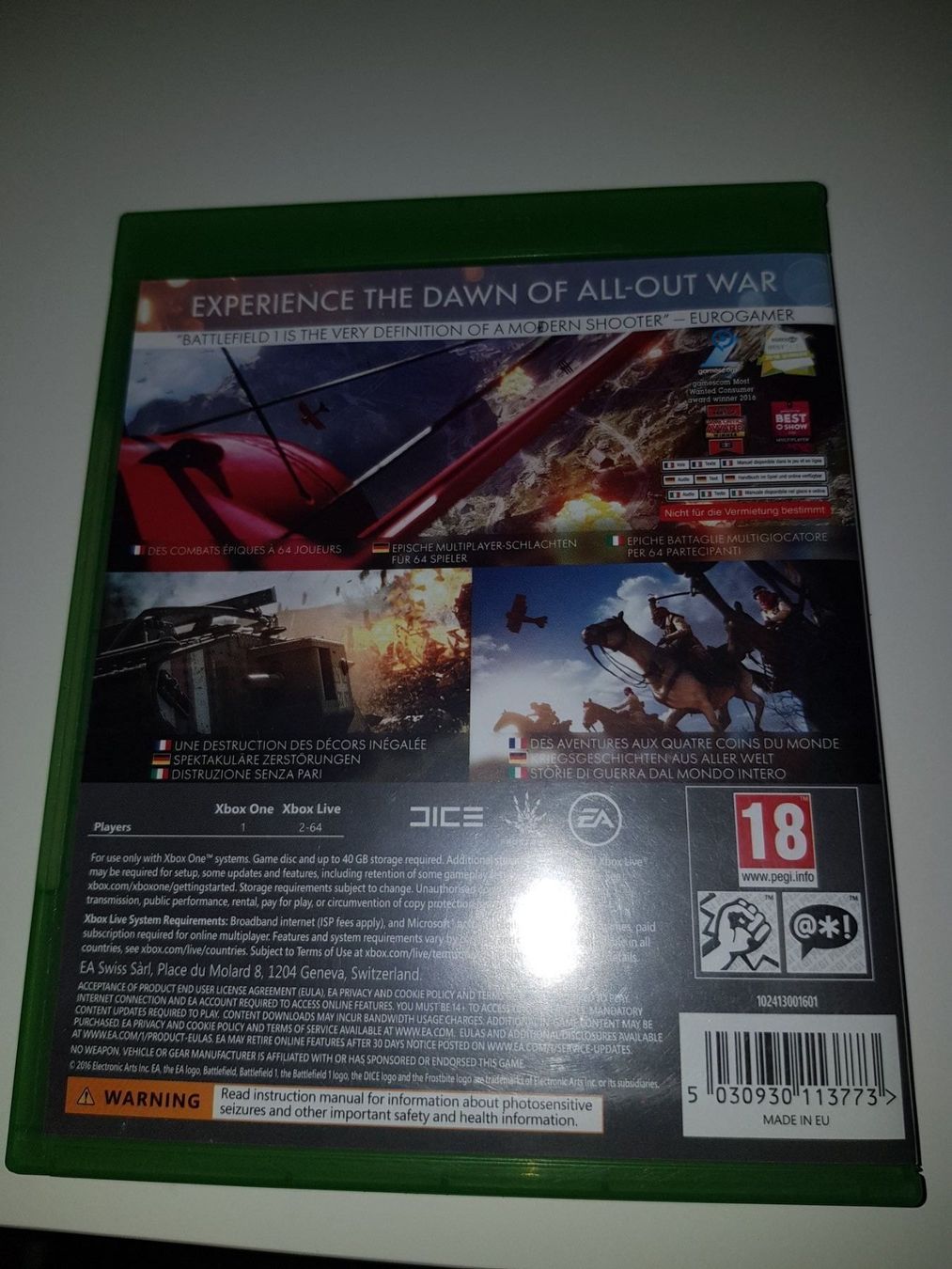 Microsoft Giochi: BATTLEFIELD 1 für XBOX ONE – Usato da Emmenbrücke venduto da prisan_LU 2