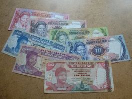 Lot ++ 7 alten Banknoten aus Swaziland ab 1974