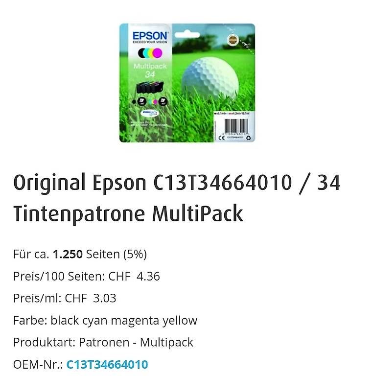 Epson Cartucce per stampanti & toner: Original Epson Tintenpatronen – Nuovo (secondo la descrizione) da Solothurn venduto da antonella16 1