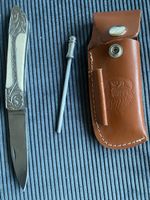 Schönes Sackmesser mit Etui und Schleifstein 
