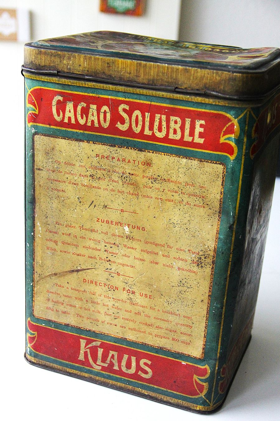 Barattoli: antike Blechdose Klaus Cacao Soluble – Usato da Luzern venduto da chf_zvb8 2