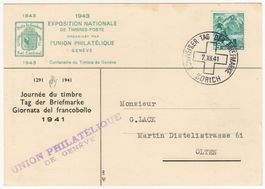 TdB 1941 Karte mit rarem Stempel "1943 EXPOSITION NATIONALE"