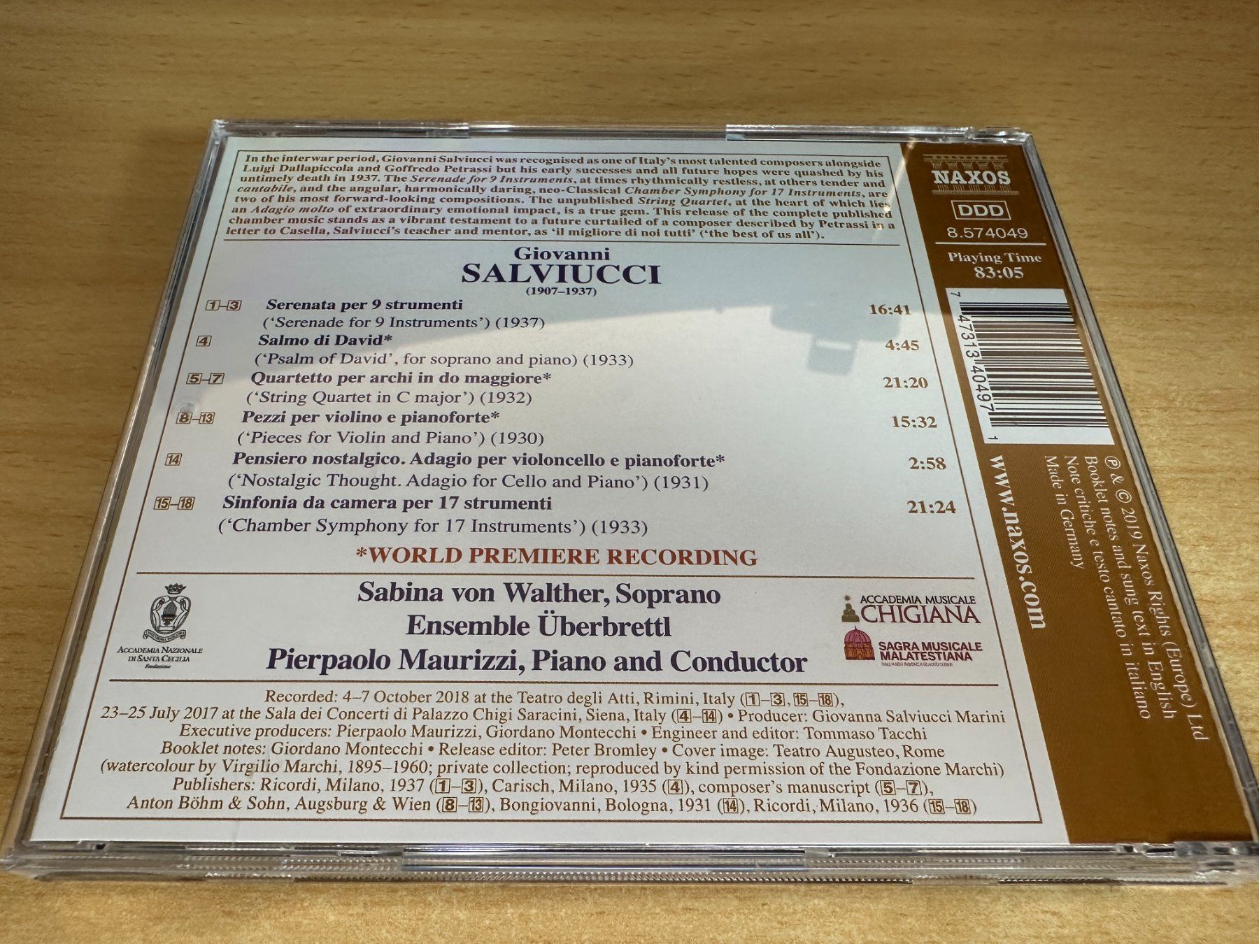 CD: B2 Salviucci Maurizzi Chamber Symphony For 17 Instruments – Usato da Rikon im Tösstal venduto da Alpenmutz 1
