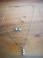 (2)  4 teiliges Silber set 925 (Ring, Kette Anhänger, ohrrin
