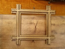 Vintage Tramp Art Holzrahmen – Kerbschnitt Folk Art