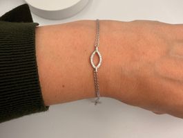 Bracelet Doppelanker Silber 925 Zirkonia