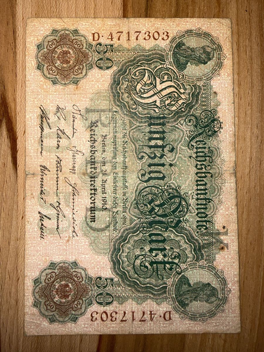 Banconote: Reichsbanknote 50 Mark – Usato da Grenchen venduto da Bastet007
