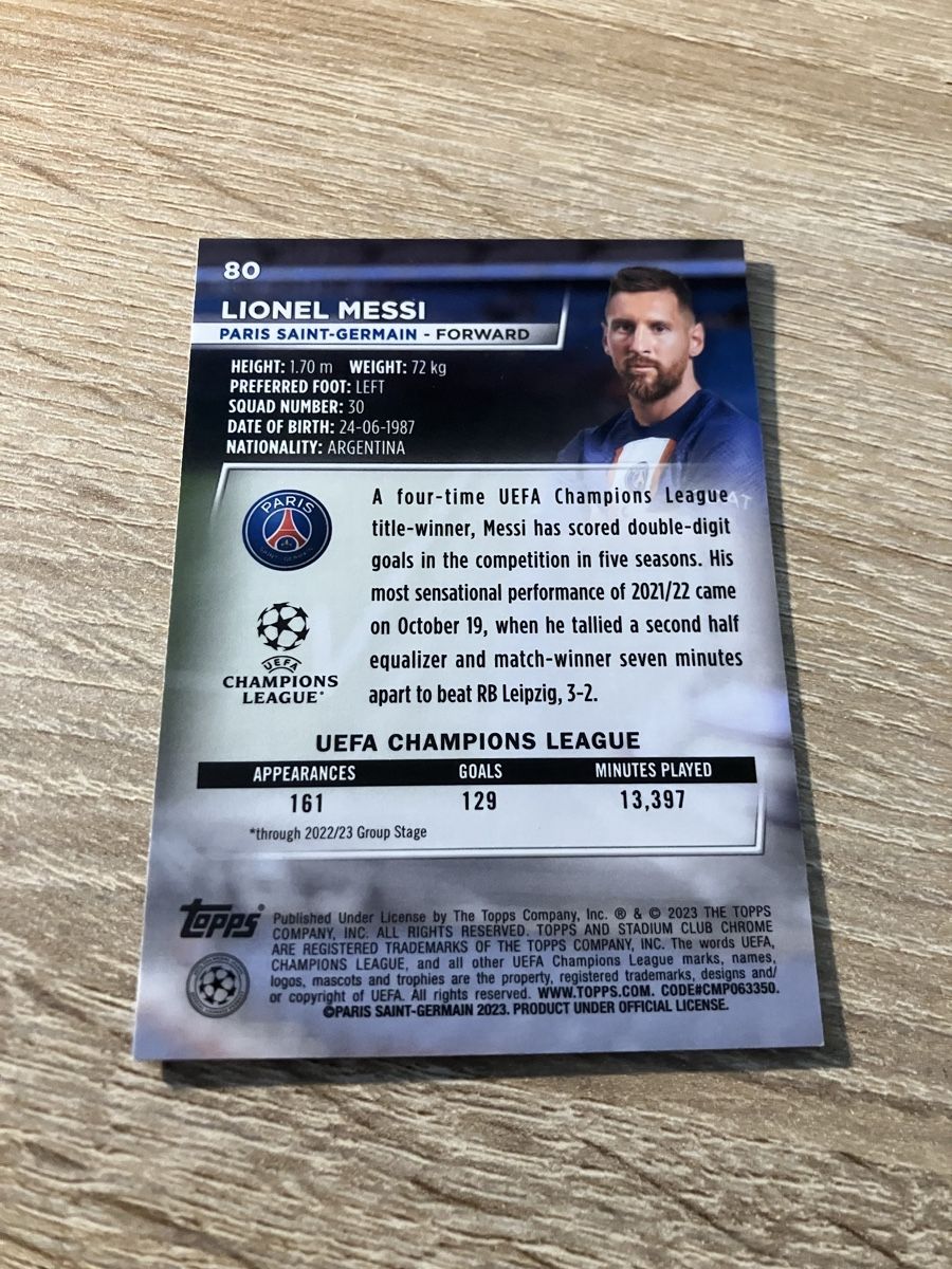 Topps Carte collezionabili: Topps Chrome Stadium 2023 Lionel Messi PSG – Nuovo (secondo la descrizione) da Chur venduto da tozzi-stickerworld 1
