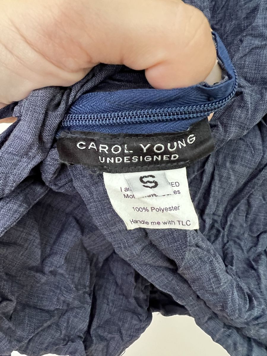 Tops: Carol Young Navy Crinkled Top, Size S – Neu (gemäss Beschreibung) aus Genève von jud_xrl8 4