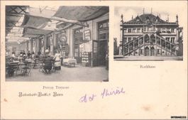Bern // 1915 Bahnhof Buffet Perron Terrasse Rathaus