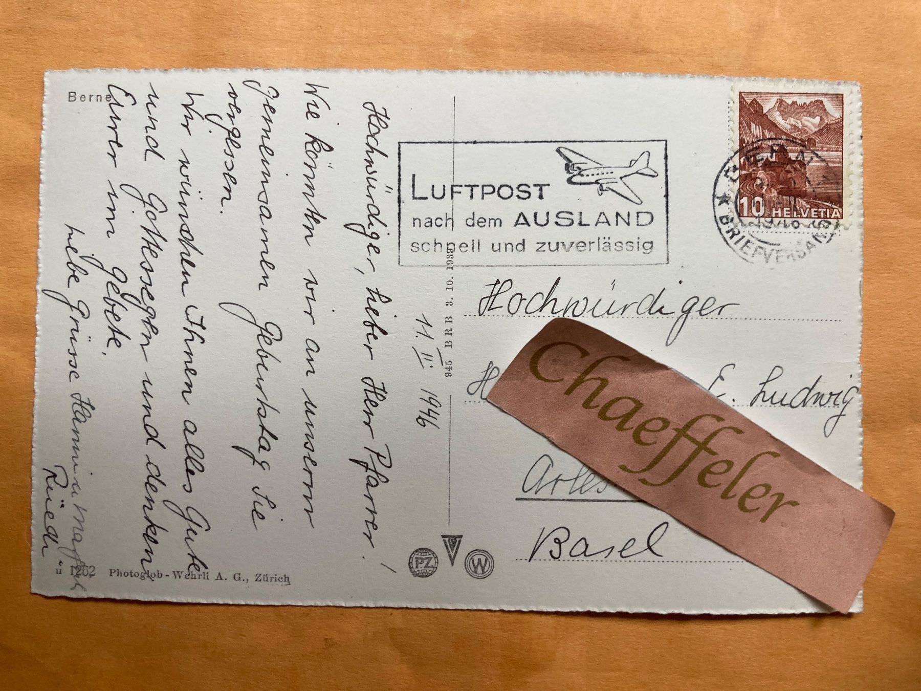 Cartes postales: 1946. Bern – D'occasion à Zürich par Chaeffeler 1