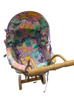 Vintage Kinder-Korb-Puppenwagen mit Verdeck (bunt)