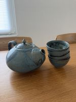 Service à thé en grès émaillé – Théière + 4 tasses