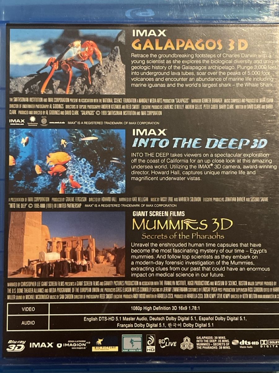 Tutti i DVDs: 3D Triple Feature IMAX – Usato da Waldenburg venduto da Gonzo8 1
