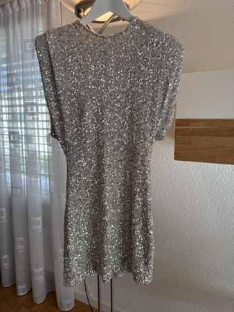 Pailletten Kleid Silber Grösse S neu