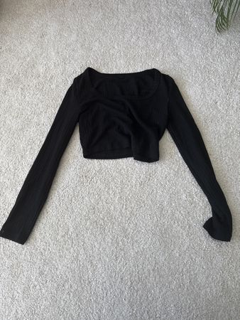 Schwarzes cropped Langarmshirt