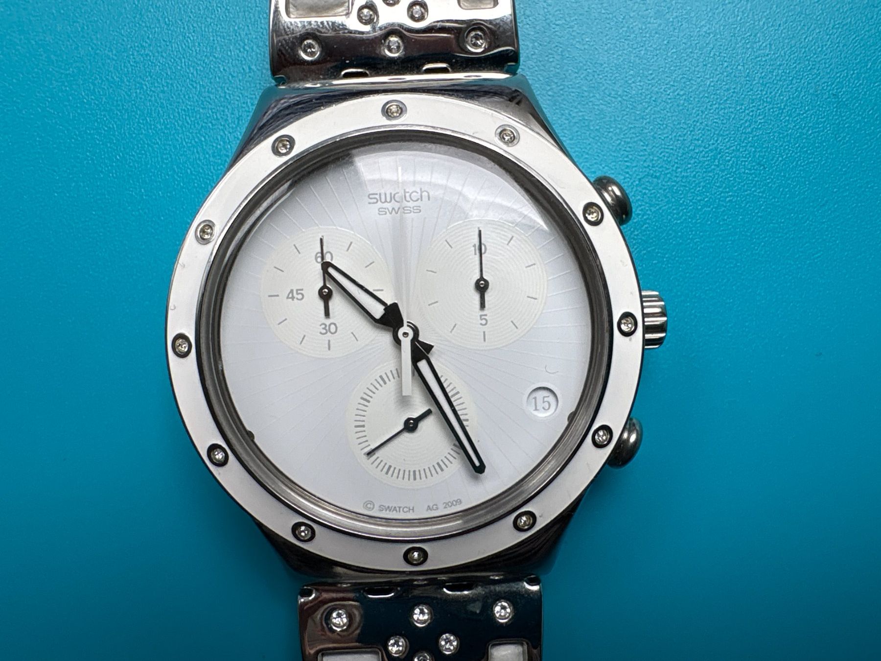 Swatch Uhren: Swatch Irony Chrono YCS535 white sun – Gebraucht aus Elgg von Jo_Naj