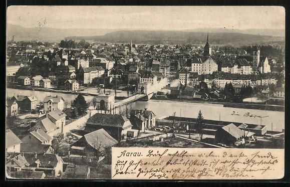 Cartoline postali: AK Aarau, Gesamtansicht, 1925 – Usato da Berlin venduto da bartko-reher