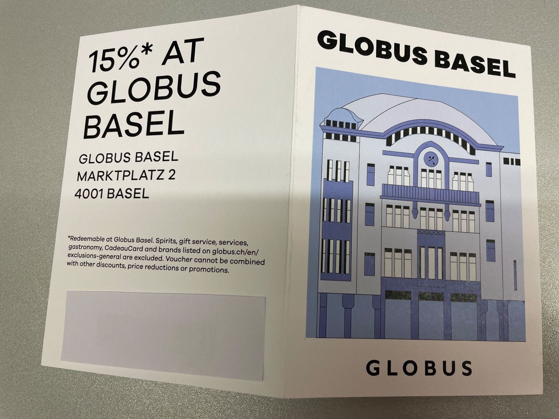 Buoni: 15% Gutschein Globus Basel, Marktplatz – Nuovo (secondo la descrizione) da Füllinsdorf venduto da bienli 4