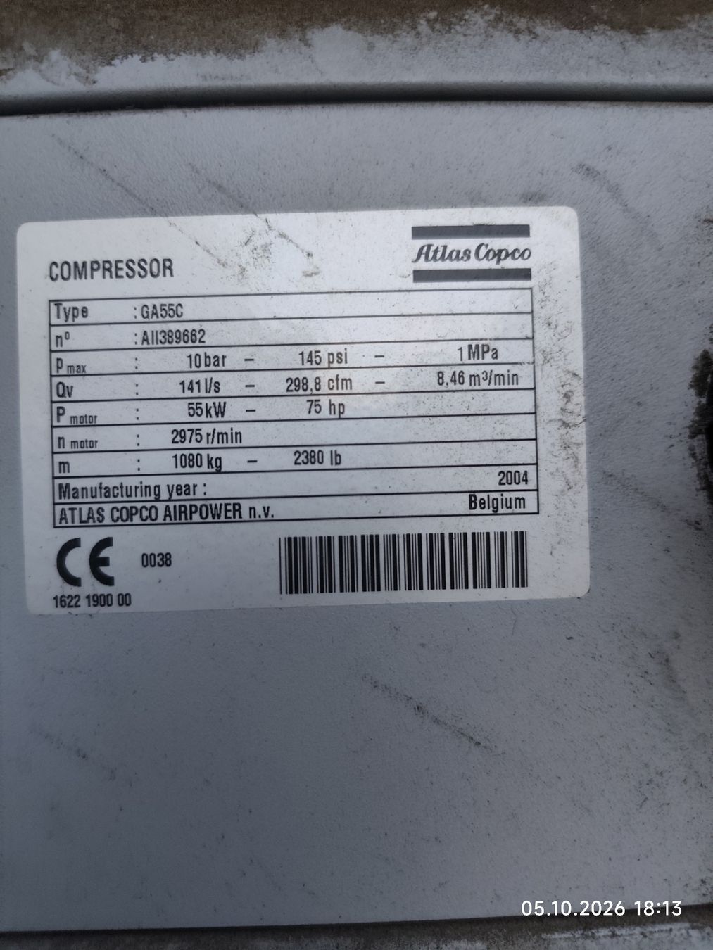Atlas Copco Kompressoren: Schraubenkompressor Atlas Copco GA55C gebraucht – Gebraucht aus Hinterforst von flo.seg 1
