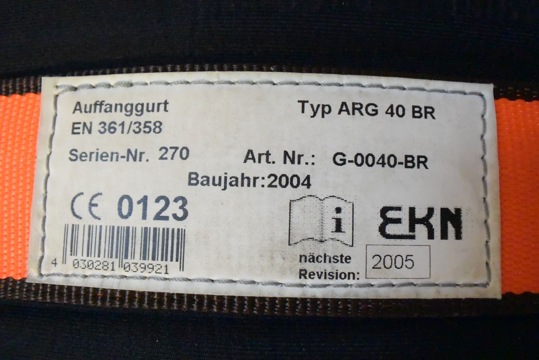 Kletterausrüstungen: Auffanggurt EKN ARG 40 BR Klettergurt – Neu (gemäss Beschreibung) aus Münchenstein von hebetechnik-shop 2