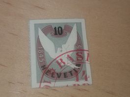 Briefmarke, Basler Taube 10 Rappen gestempelt, 1945