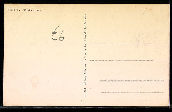 Cartoline postali: AK Villars, Hotel du Parc – Usato da Berlin venduto da bartko-reher 1