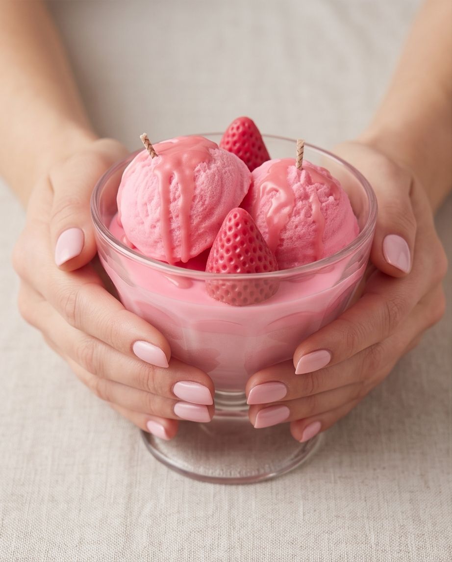 Kerzen: Kerzenglas Eis Becher Erdbeer Duft neuwertig – Neu und originalverpackt aus Unterentfelden von Byhnluxury 1